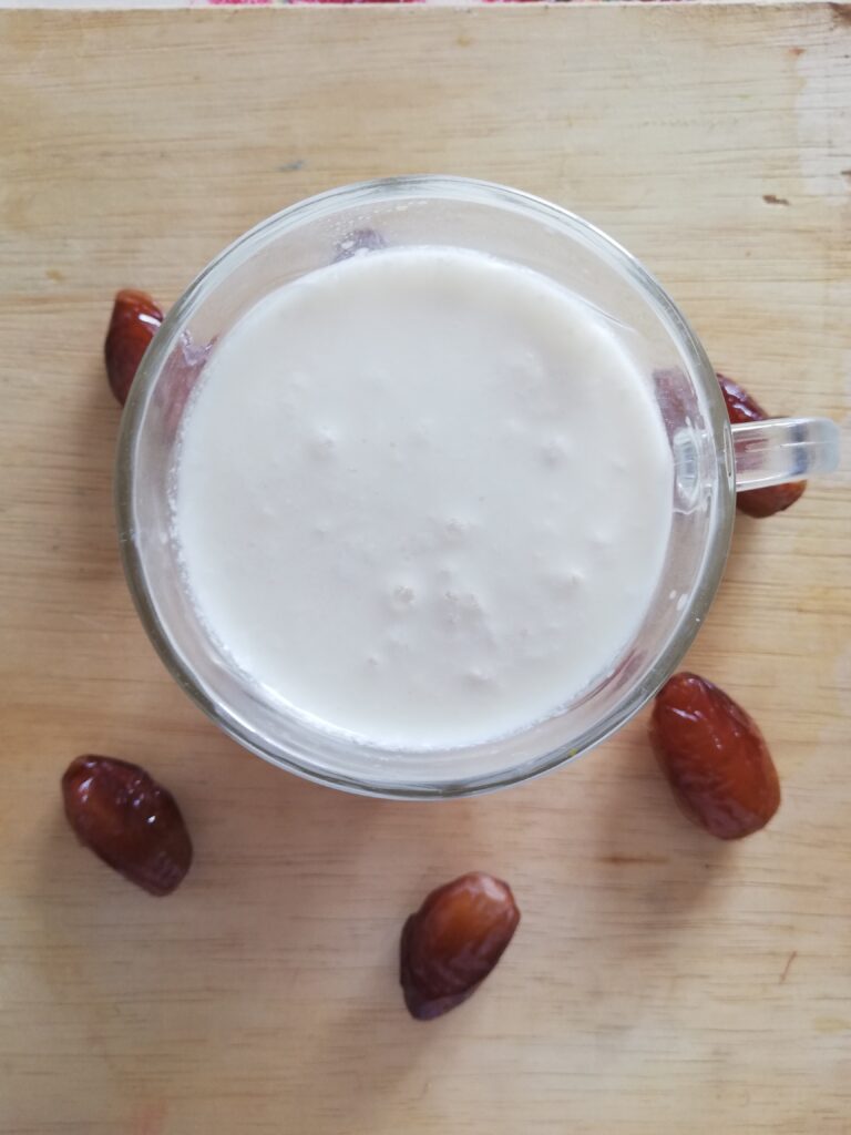 a glass of fermented raw milk