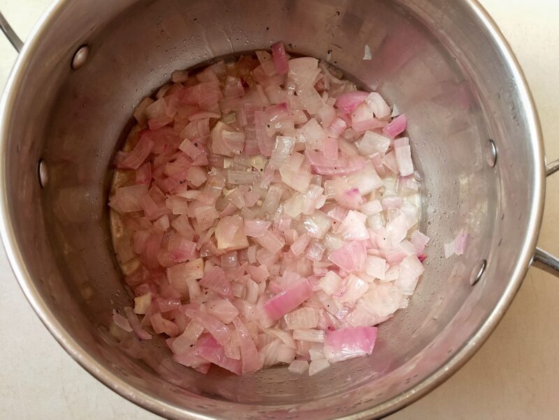 Sauteing onions for red menudo