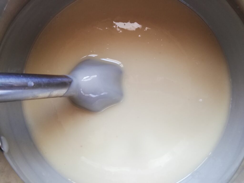 Cold process soap base reaching light trace