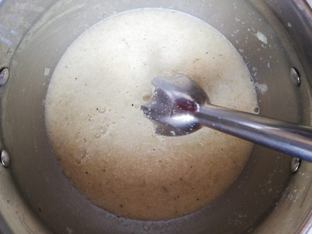 Blending the base for pot pie soup