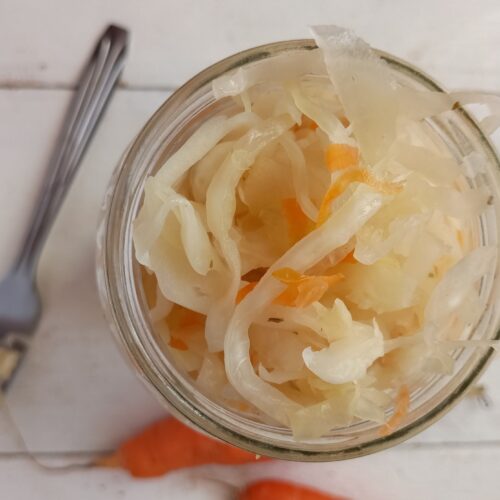 Fermented curtido served in a jar