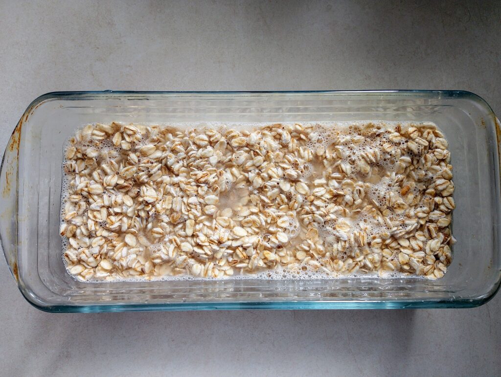 Soaking oatmeal in warm water with a tablespoon of whey added in