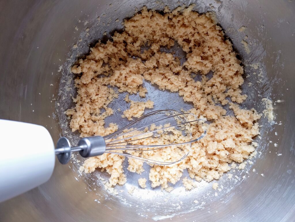 Creaming together butter and brown sugar