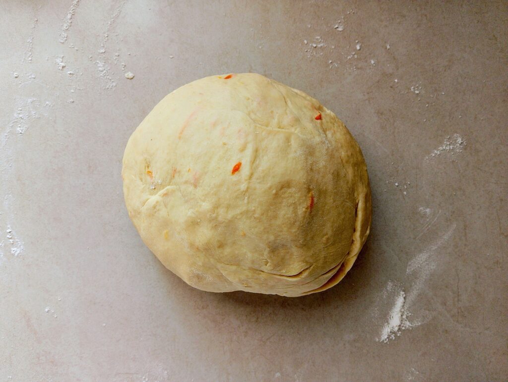 Kneaded cinnamon rolls dough, ready for bulk fermentation