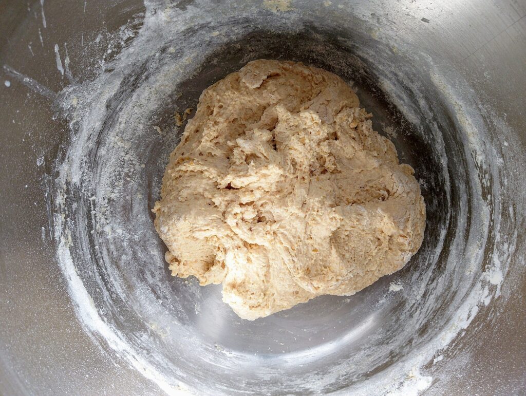 Leaving the sourdough naan dough to rest and fermentalyse