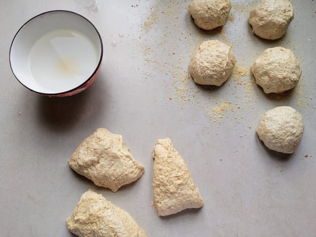 Dividing the dough and shaping the pieces into balls