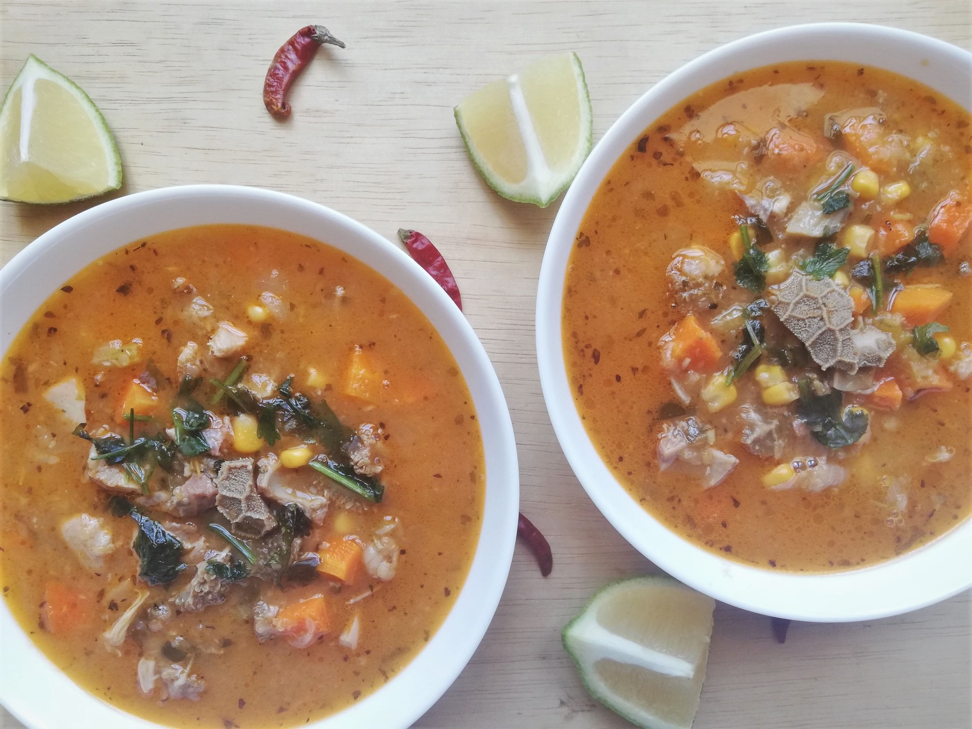 Menudo soup recipe: red menudo in bowls