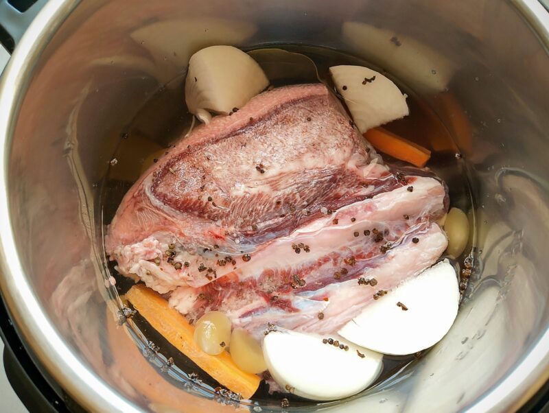 Adding water to tongue and aromatics in pressure cooker