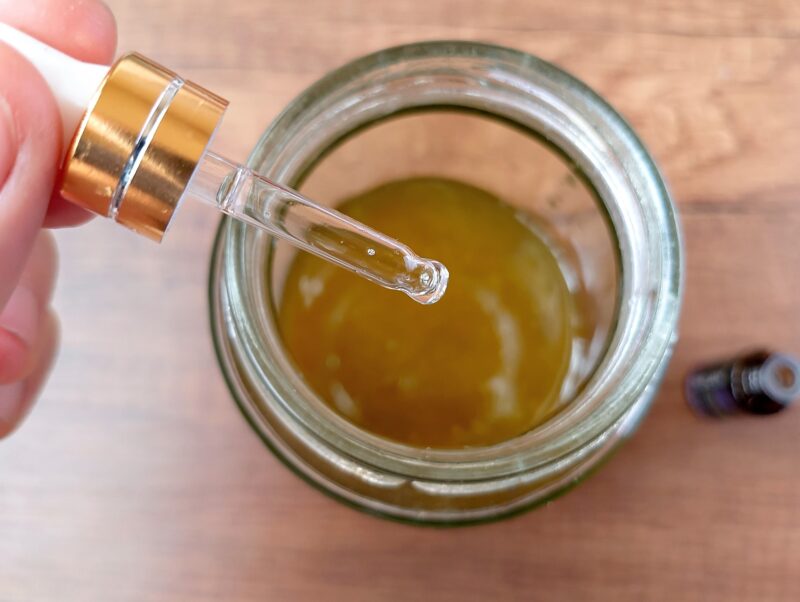 Adding lavender essential oil to calendula balm
