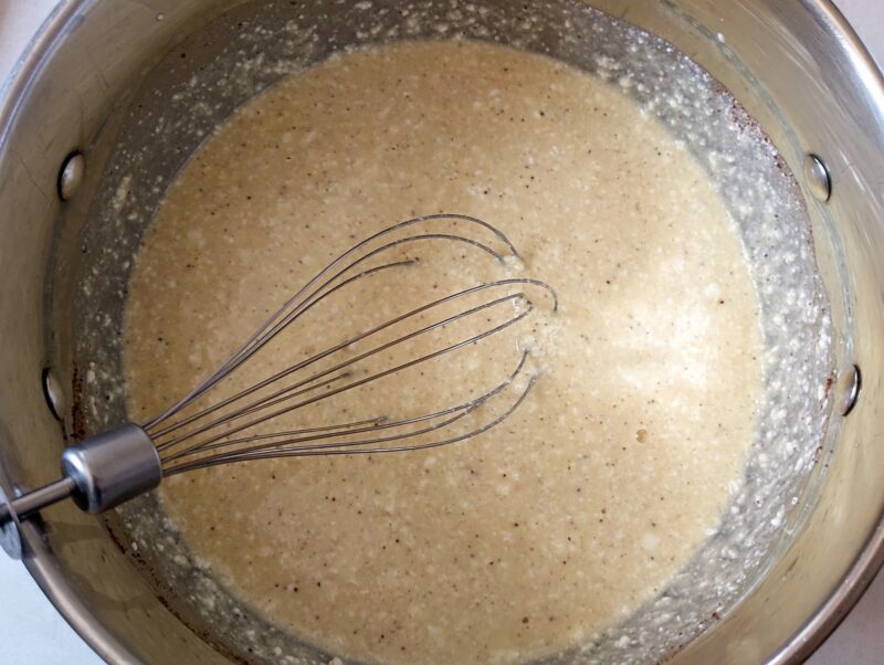 Mixing wet ingredients for high protein breakfast bake in bowl