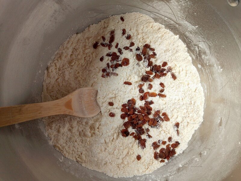 Adding raisins to scone batter