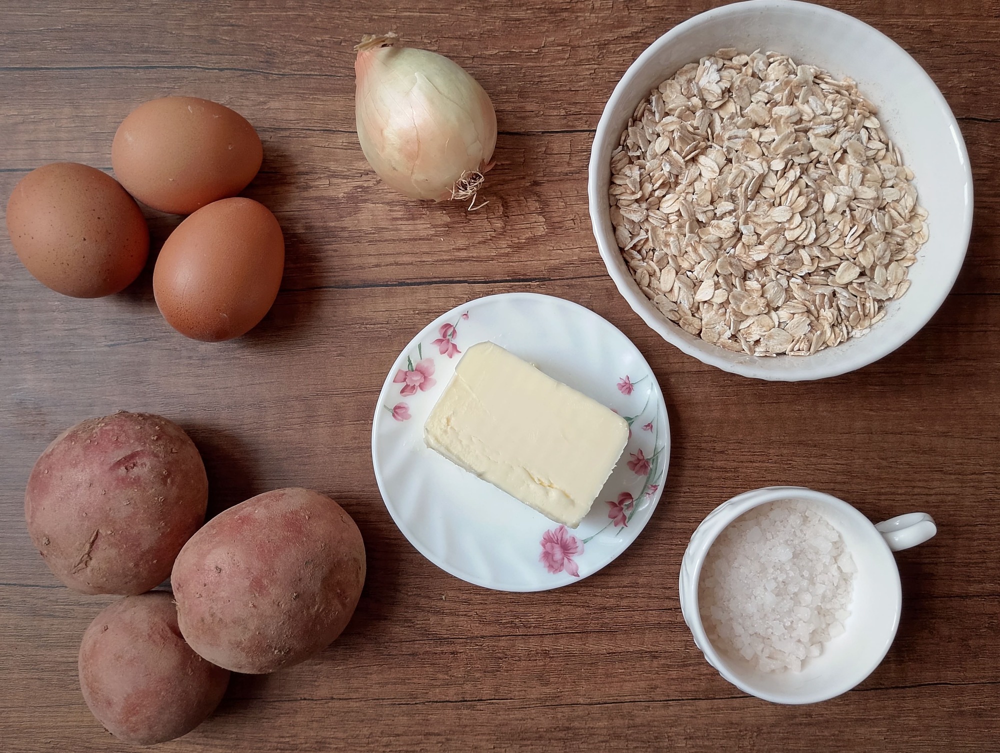 Pantry ingredients collected on wooden table