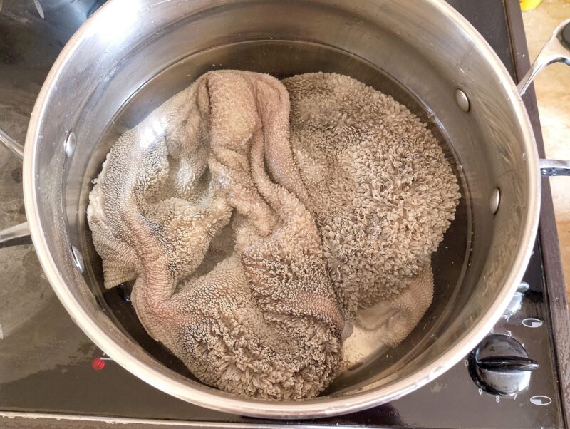 Parboiling tripe in water